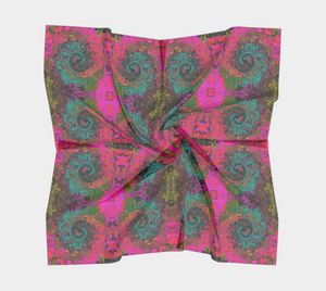 Square Scarves for Women, Trippy Turquoise Abstract Retro Liquid Swirl Pattern