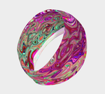 Headband - Abstract Magenta and Green Retro Liquid Swirl