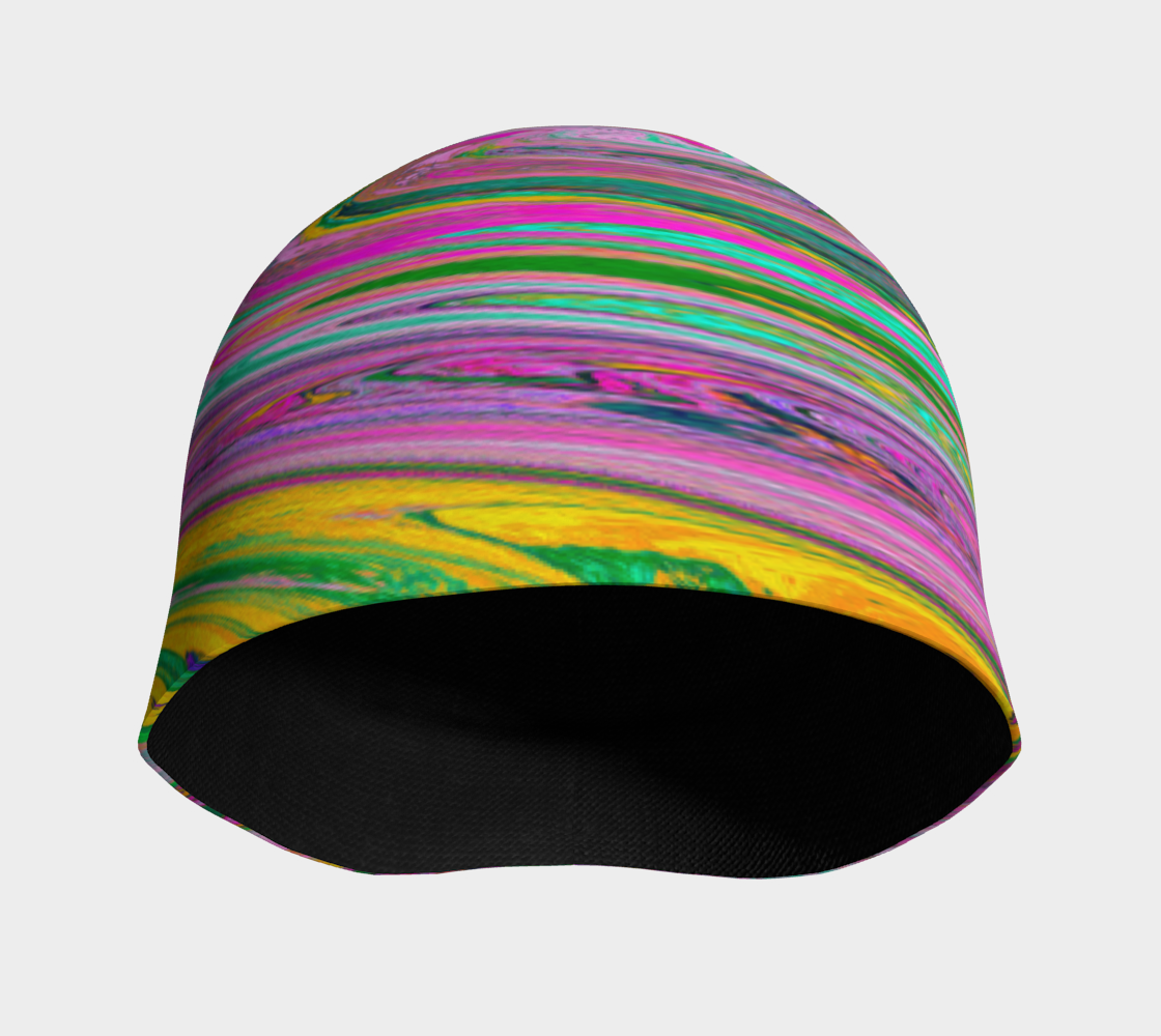 Beanie Hats, Groovy Abstract Retro Pink and Mint Green Swirl