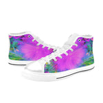 High Top Sneakers for Women, Psychedelic Nature Ultra-Violet Purple Milkweed - White