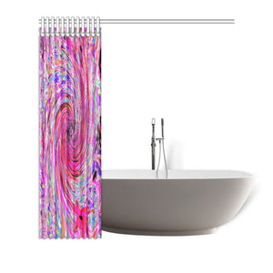 Shower Curtains, Cool Abstract Retro Hot Pink and Red Floral Swirl 72 by 72