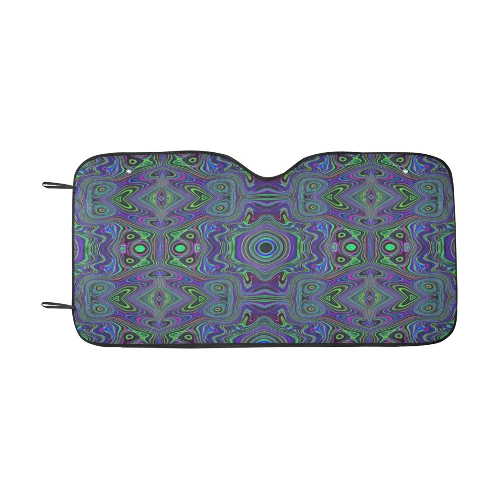 Auto Sun Shades, Trippy Retro Royal Blue and Lime Green Abstract
