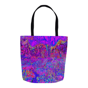 Tote Bags, Psychedelic Impressionistic Purple Garden Landscape