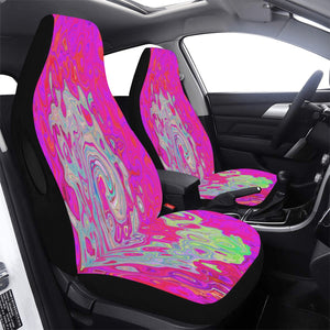 Car Seat Covers, Groovy Abstract Teal Blue and Red Swirl