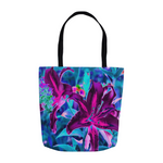 Tote Bags, Purple and Hot Pink Abstract Oriental Lily Flowers