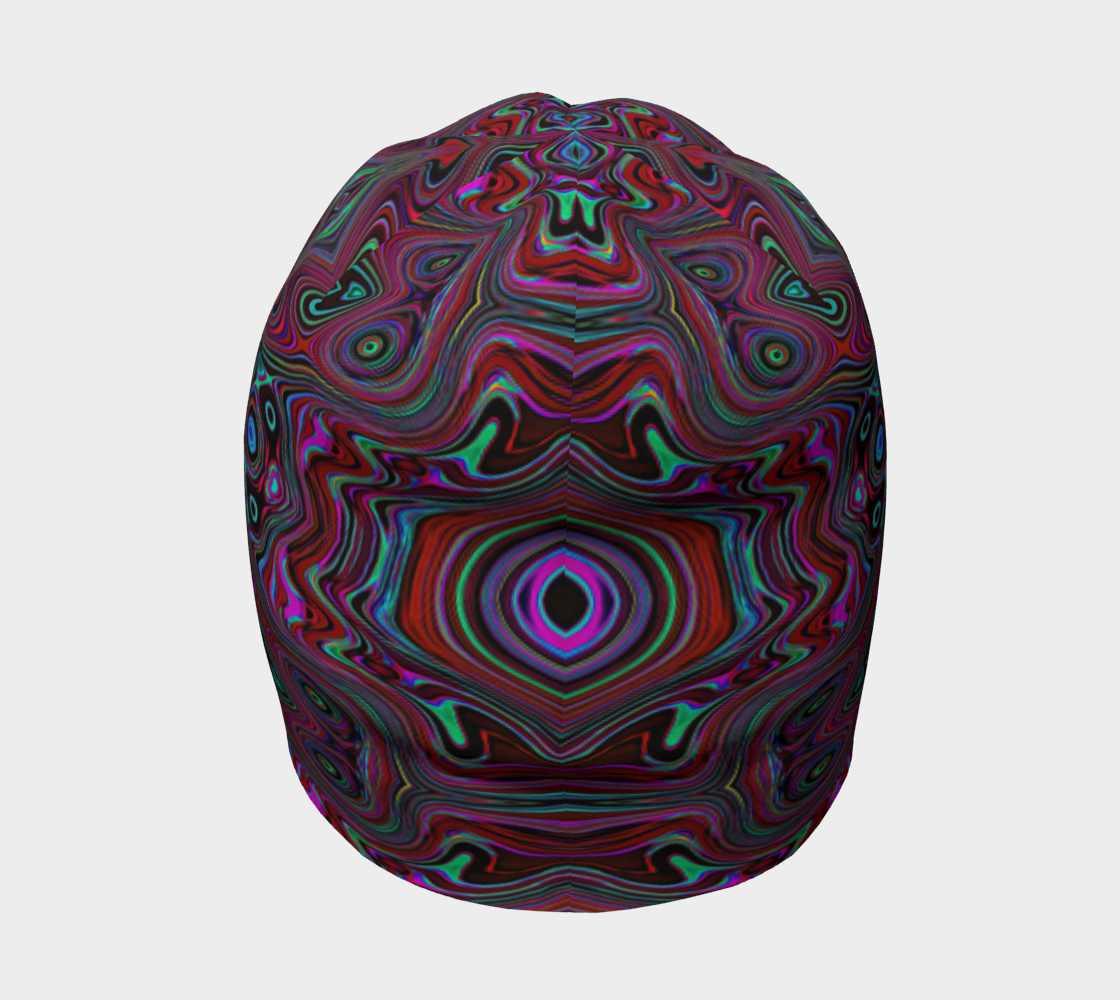 Beanie Hats, Trippy Seafoam Green and Magenta Abstract Pattern