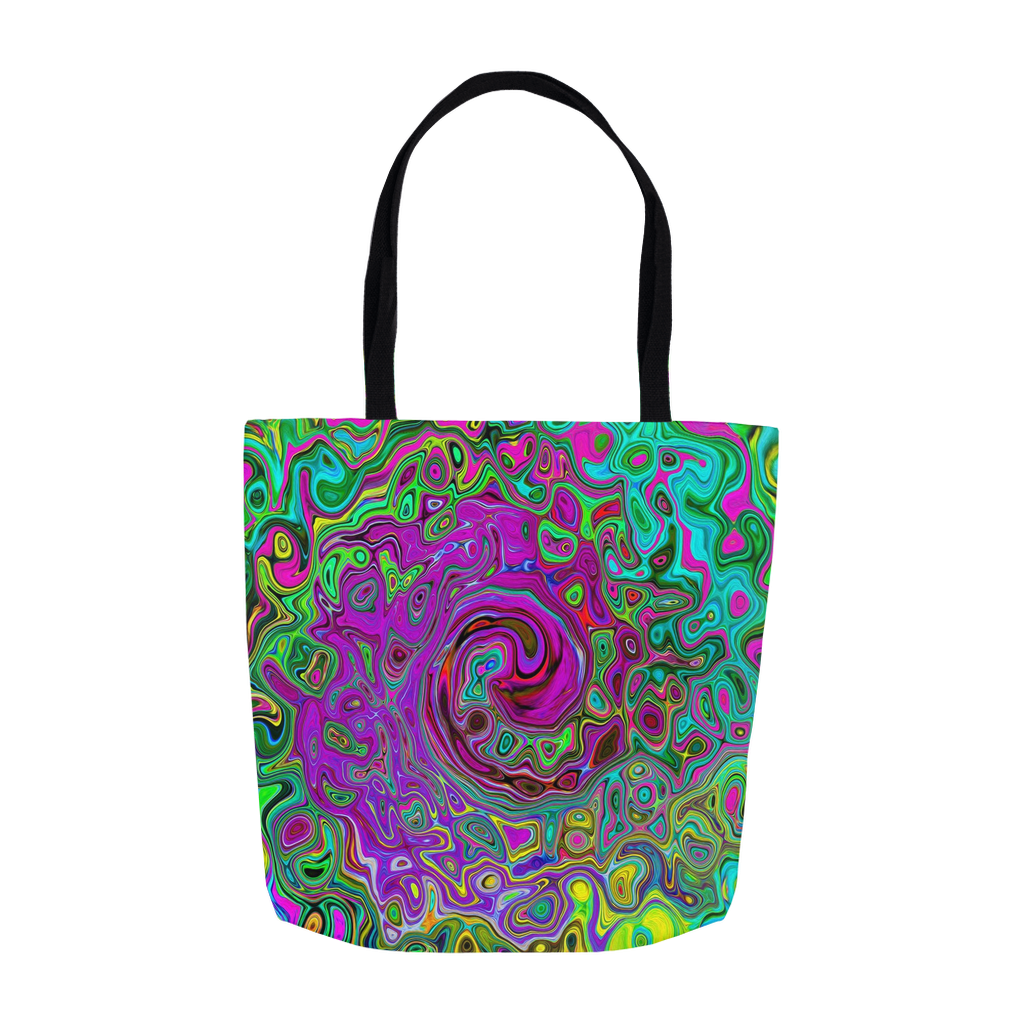 Tote Bags, Groovy Purple Abstract Retro Liquid Swirl
