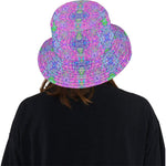 Bucket Hats for Women, Cool Magenta, Pink and Purple Dahlia Pattern