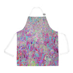 Apron with Pockets, Abstract Purple Aqua and Pink Coneflower Garden
