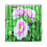 Shower Curtains, Elegant Pink Tree Peony Flowers with Yellow Centers