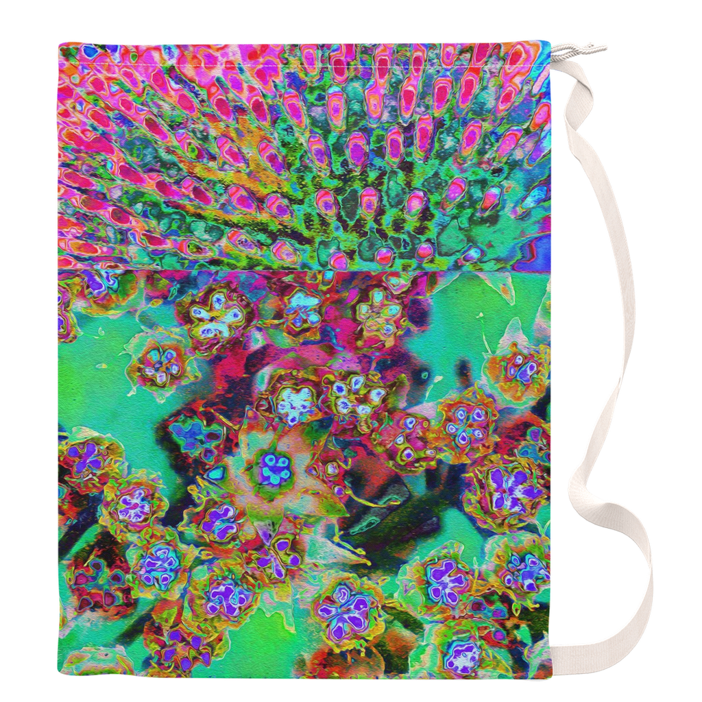 Laundry Bags, Psychedelic Abstract Groovy Purple Sedum - Large