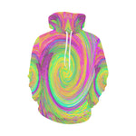 Hoodies for Women, Groovy Abstract Purple and Yellow Rainbow Swirl