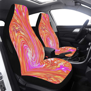 Car Seat Covers, Abstract Retro Magenta and Autumn Colors Floral Swirl