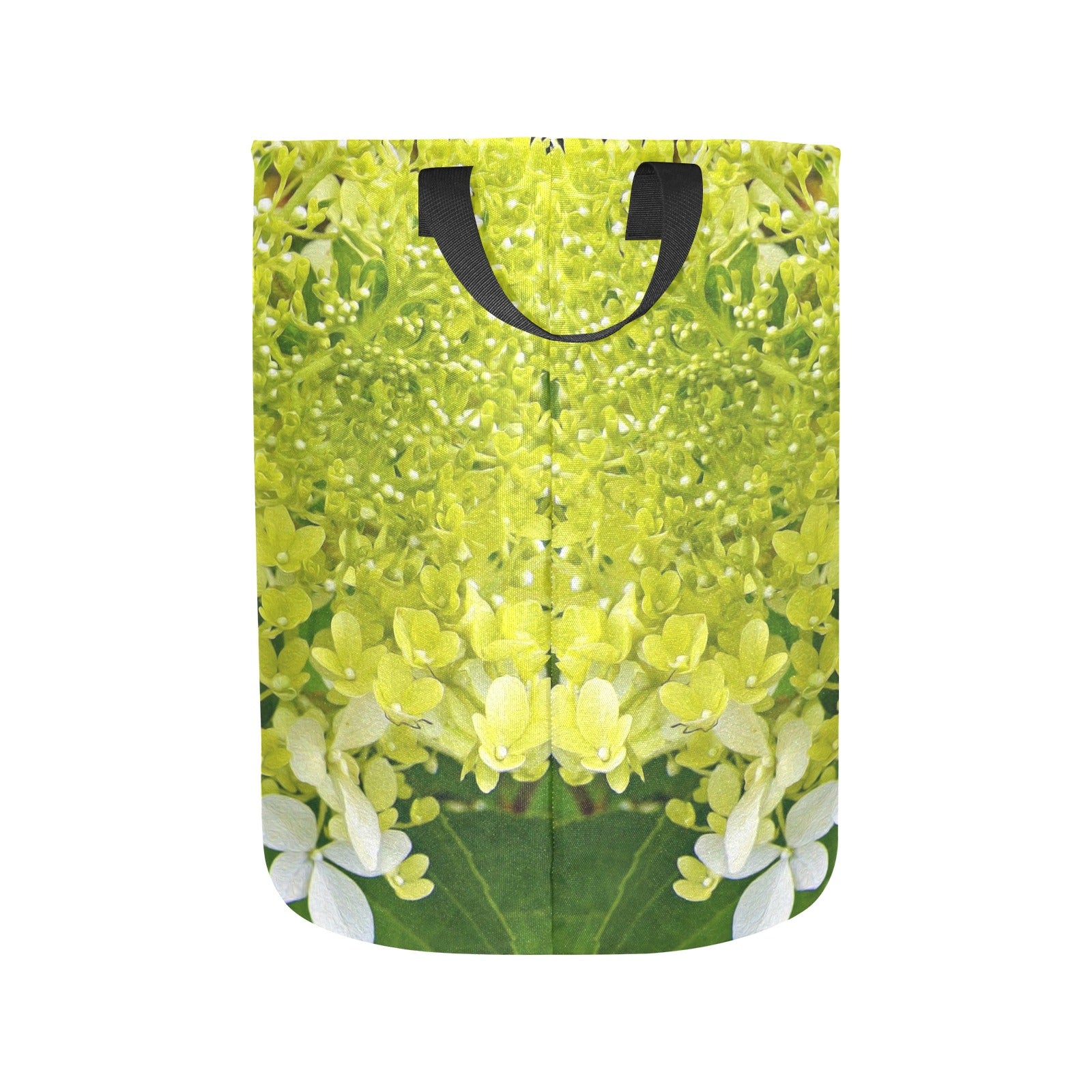 Fabric Laundry Basket with Handles, Elegant Chartreuse Green Limelight Hydrangea