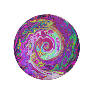 Spare Tire Covers, Groovy Abstract Retro Magenta Rainbow Swirl - Medium