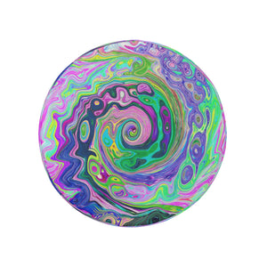 Spare Tire Covers, Groovy Abstract Aqua and Navy Lava Swirl - Medium