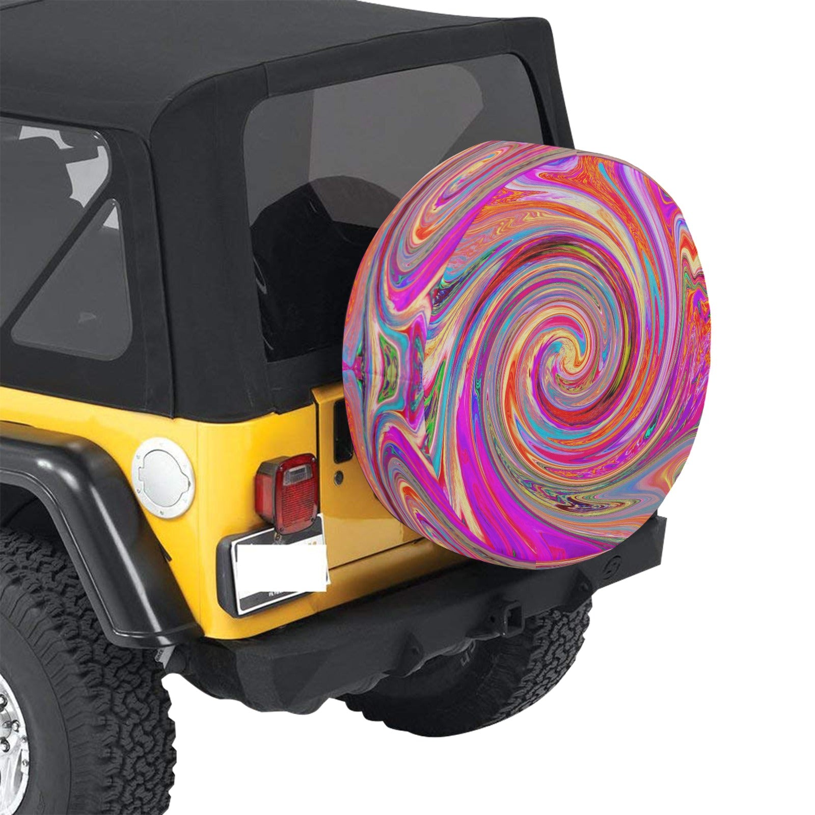 Spare Tire Covers, Colorful Rainbow Swirl Retro Abstract Design - Medium