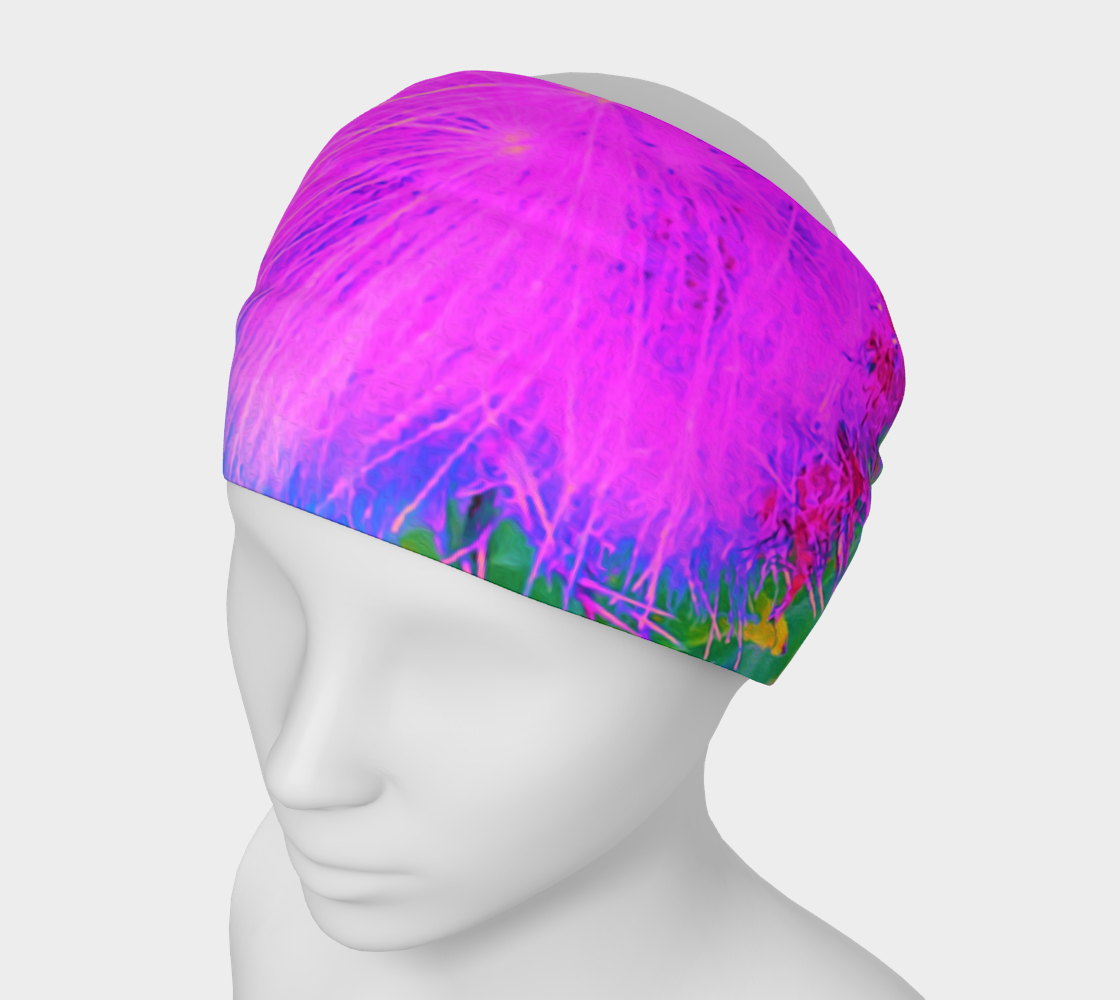 Wide Fabric Headband, Psychedelic Nature Ultra-Violet Purple Milkweed, Face Covering