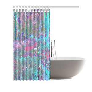 Shower Curtains, My Rubio Garden Landscape in Blue and Berry