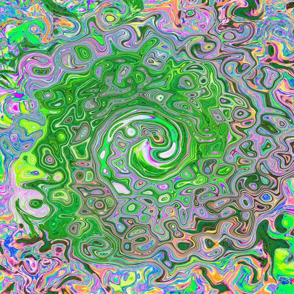 Spare Tire Covers, Trippy Lime Green and Pink Abstract Retro Swirl - Large