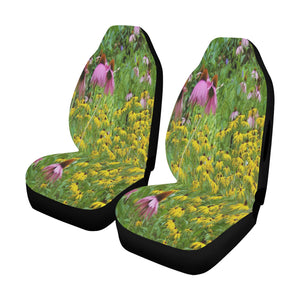 Car Seat Covers, Yellow and Purple Flowers in the Garden