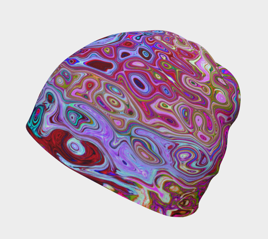 Beanie Hats, Retro Groovy Abstract Lavender and Magenta Swirl