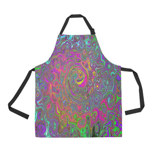 Apron with Pockets, Trippy Hot Pink Abstract Retro Liquid Swirl