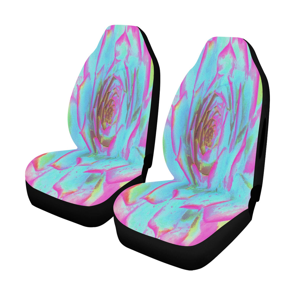 Car Seat Covers, Hot Pink and Blue Succulent Sedum Rosette