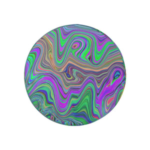 Spare Tire Covers, Trippy Lime Green and Purple Waves of Color - Small