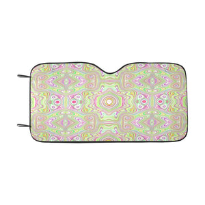 Auto Sun Shades, Trippy Retro Pink and Lime Green Abstract Pattern