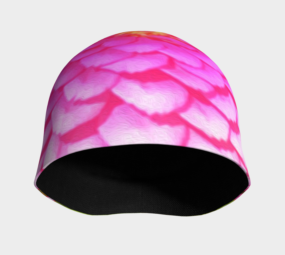 Beanie Hat, Pretty Round Pink Zinnia in the Summer Garden Beanies for Women
