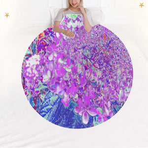 Round Fleece Blankets, Elegant Purple and Blue Limelight Hydrangea