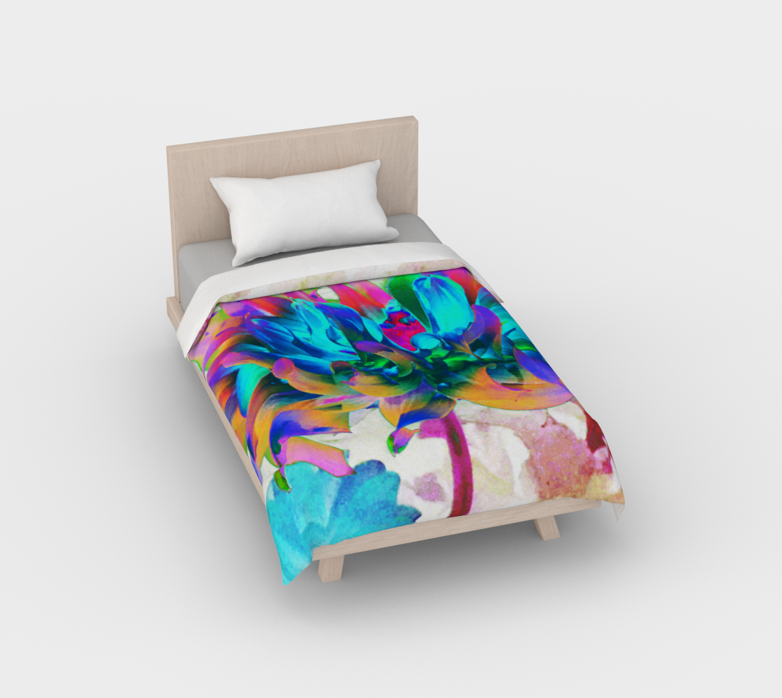 Colorful Floral Duvet Covers, Stunning Watercolor Rainbow Cactus Dahlia