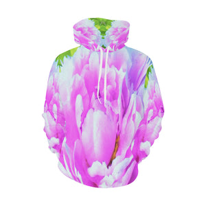 Hoodies for Women, Stunning Double Pink Peony Flower Detail