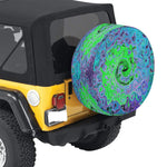 Spare Tire Covers, Lime Green Groovy Abstract Retro Liquid Swirl - Large