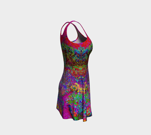 Fit and Flare Dresses, Psychedelic Impressionistic Garden Landscape