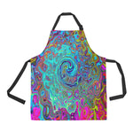 Apron with Pockets, Trippy Sky Blue Abstract Retro Liquid Swirl