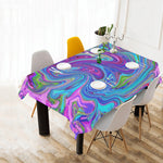 Tablecloths for Rectangular Tables, Blue, Pink and Purple Groovy Abstract Retro Art - 84 x 60"