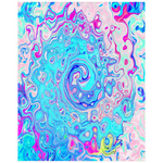Posters for Teens, Groovy Abstract Retro Robin's Egg Blue Liquid Swirl