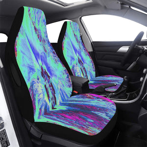 Car Seat Covers, Psychedelic Retro Green and Blue Hibiscus Flower