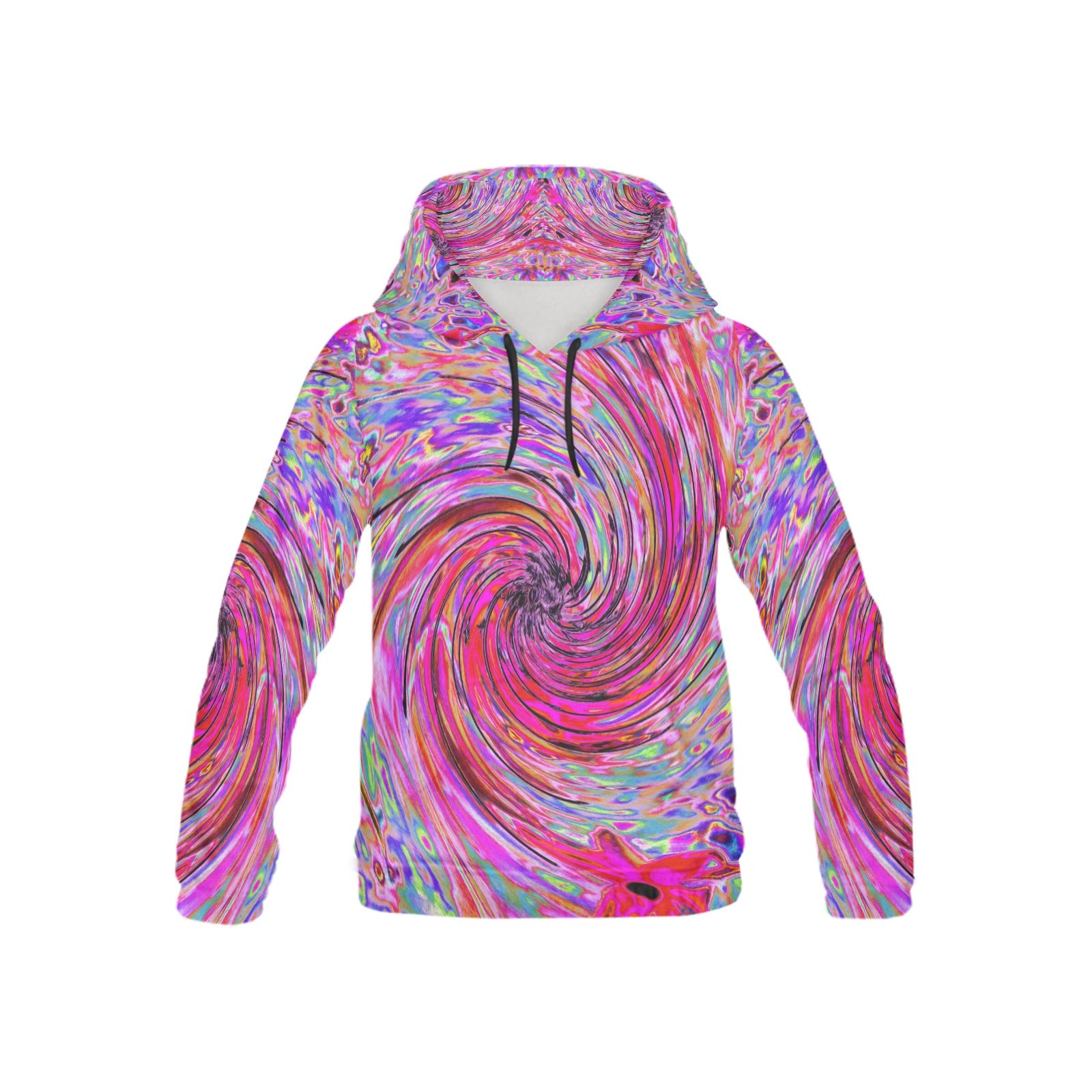 Hoodies for Kids, Cool Abstract Retro Hot Pink and Red Floral Swirl