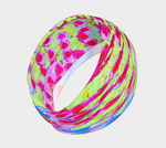 Wide Fabric Headband, Multicolored Rainbow Abstract Cone Flower, Face Covering