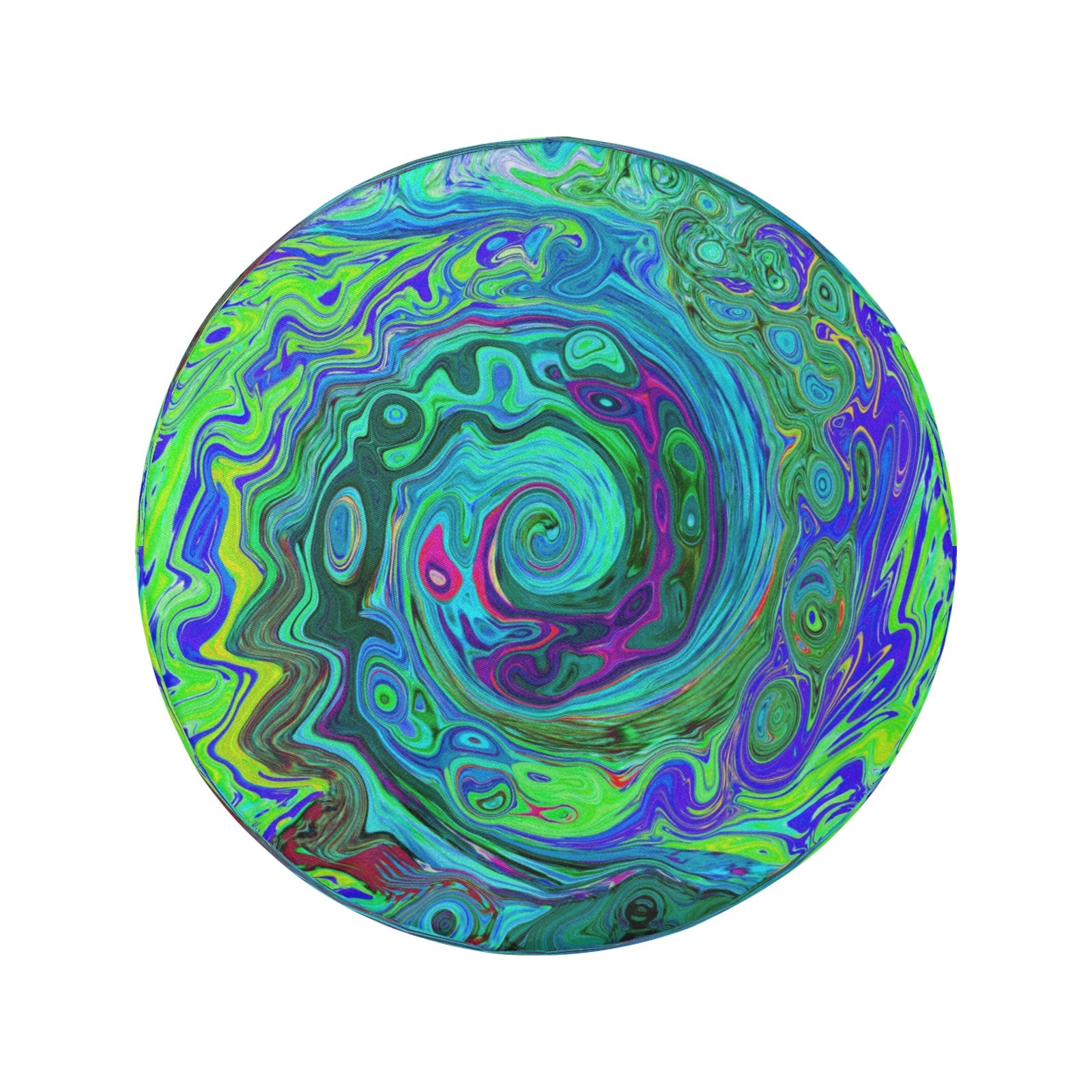 Spare Tire Covers, Groovy Abstract Retro Green and Blue Swirl - Large