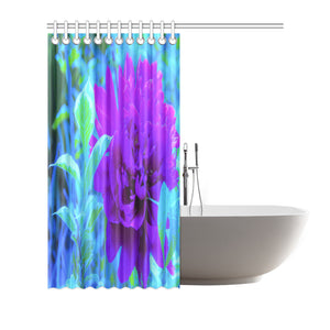 Shower Curtain, Moody Purple Peony with Beautiful Foliage