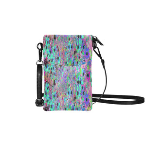Cell Phone Purses, Purple Garden with Psychedelic Aquamarine Flowers
