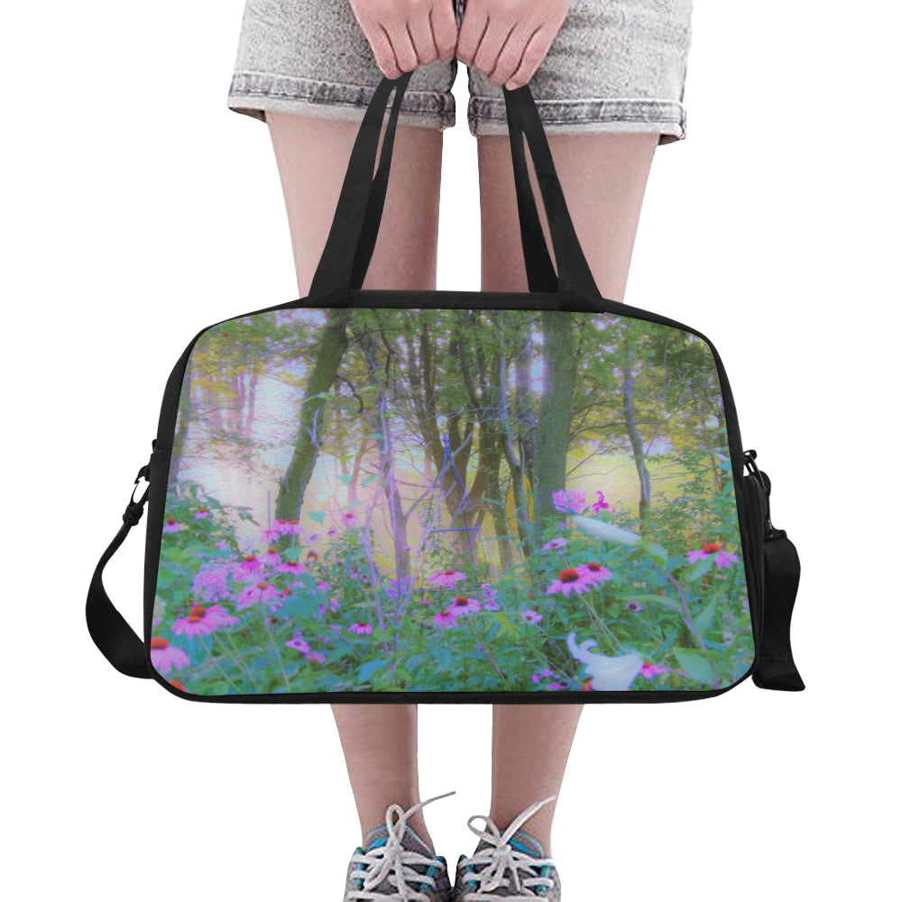 Yoga and Travel Bag, Bright Sunrise with Pink Coneflowers in My Rubio Garden