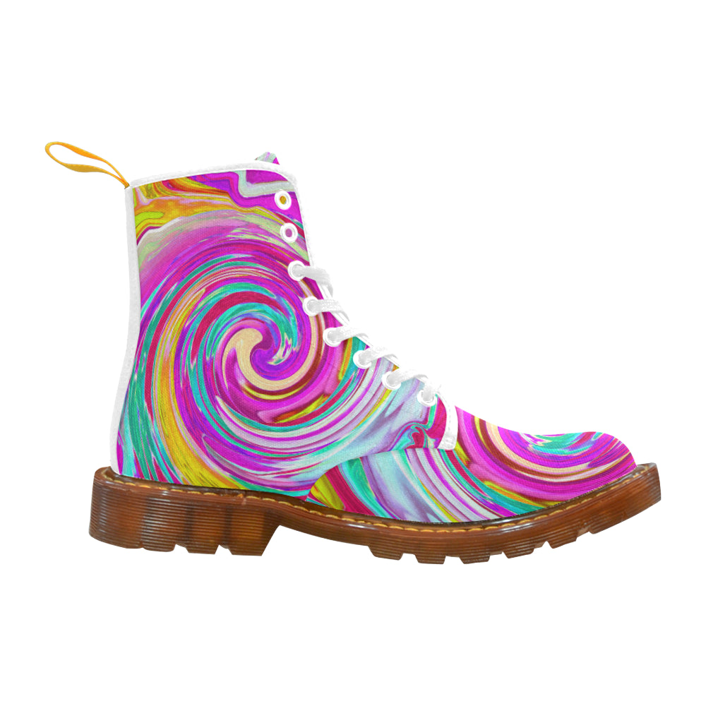 Boots for Women, Colorful Fiesta Swirl Retro Abstract Design