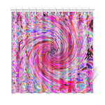 Shower Curtains, Cool Abstract Retro Hot Pink and Red Floral Swirl 72 by 72