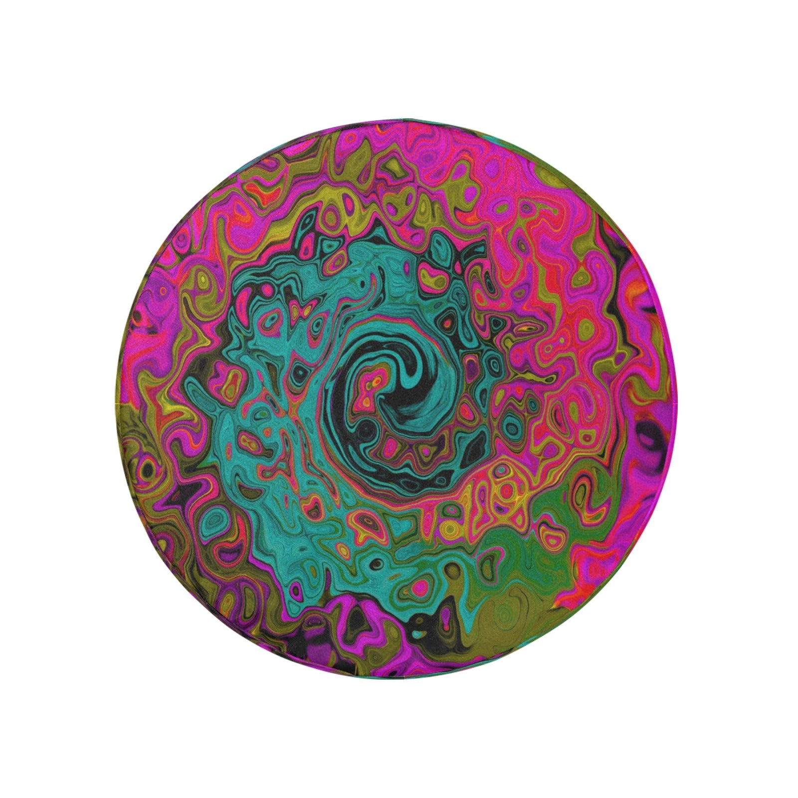 Spare Tire Covers, Trippy Turquoise Abstract Retro Liquid Swirl - Medium