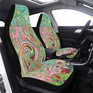 Car Seat Covers - Retro Groovy Abstract Colorful Rainbow Swirl